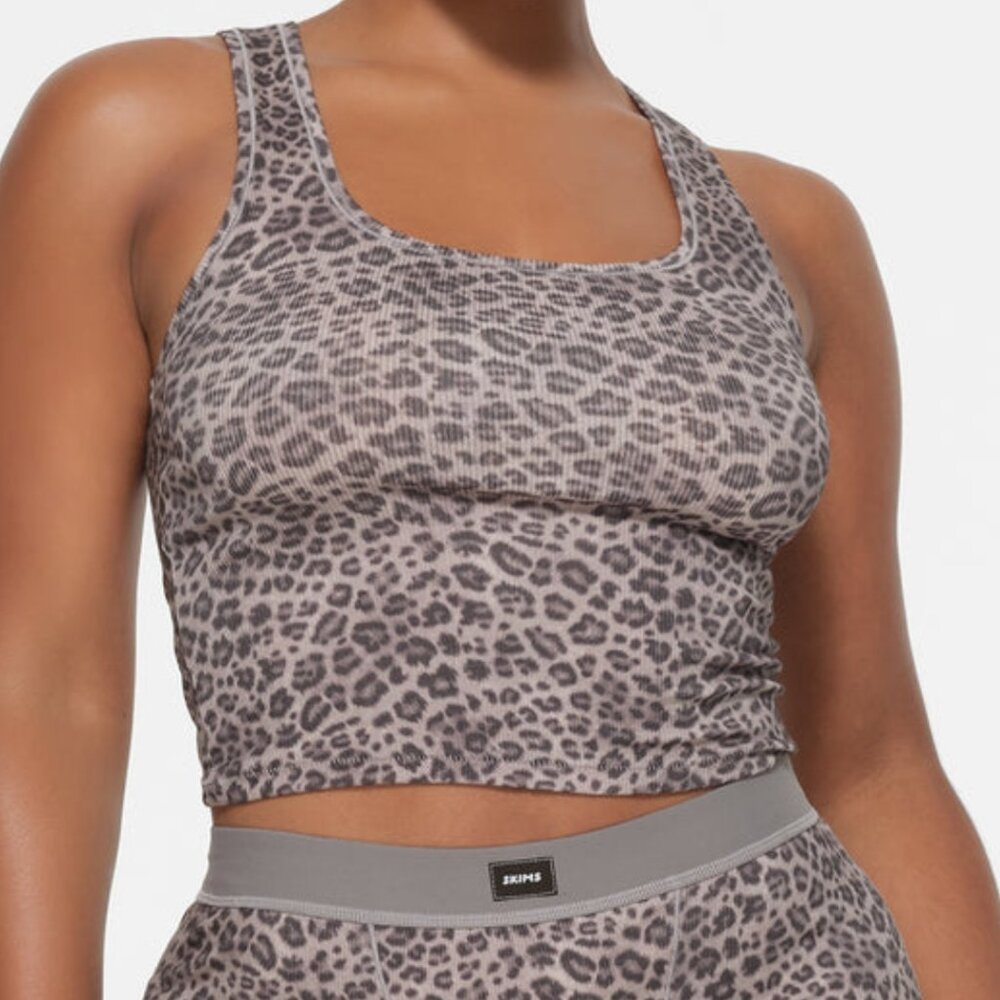 Skims Cotton Rib Tank - Snow Leopard Multi